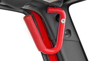 Jeep Wrangler Grab Handles - Front + Rear - Rough Country - Solid Steel - Red - '07-'10